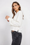 Bobi Ribbed LS Tee - Pearl-Hand In Pocket