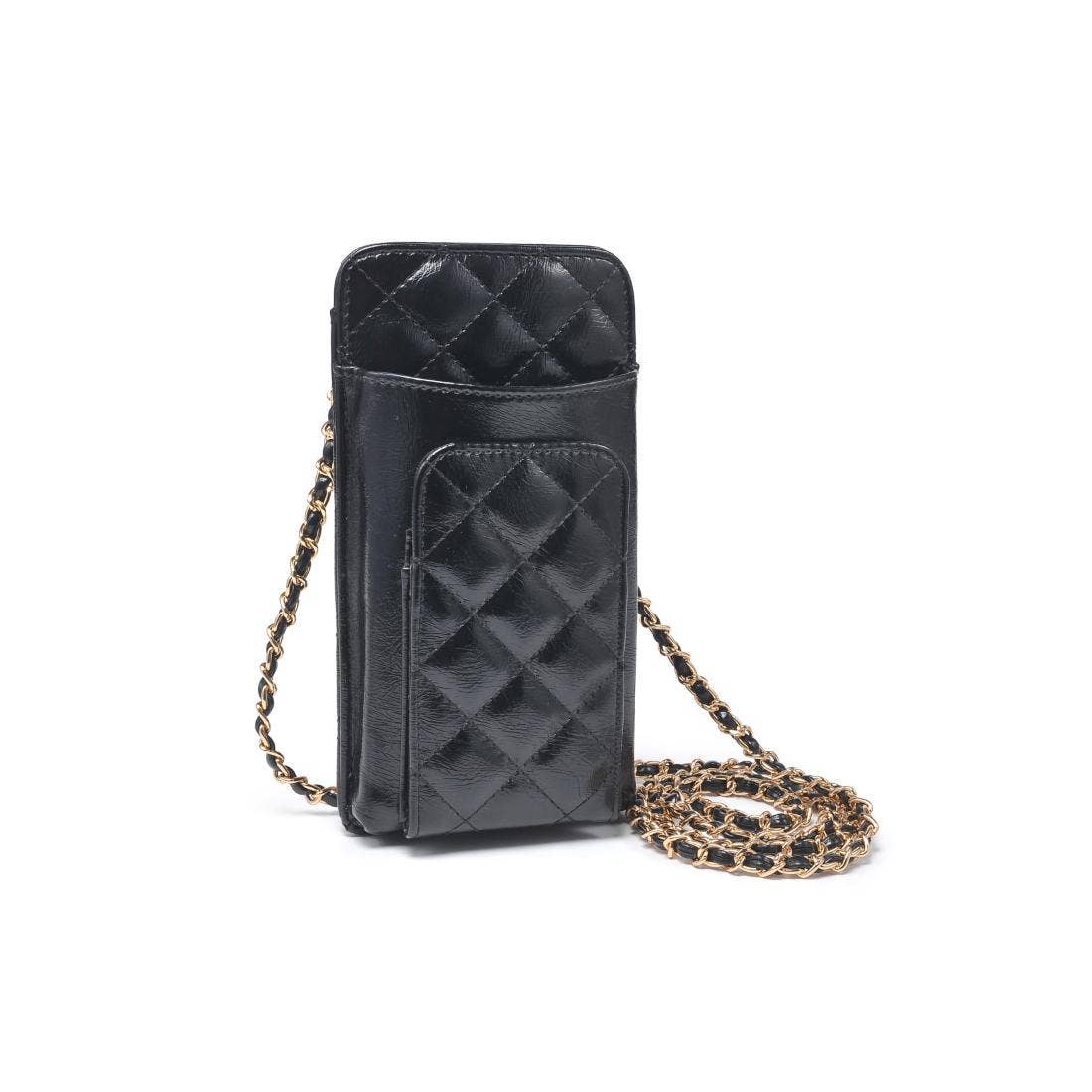 Brianna Cell Phone Crossbody - Polished Black-Hand In Pocket