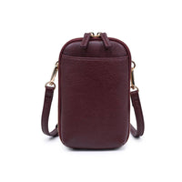 Karen Cell Phone Crossbody: Burgundy-Hand In Pocket