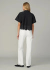 Joe's Jeans Eyelet Short Sleeve Top- Black-Hand In Pocket