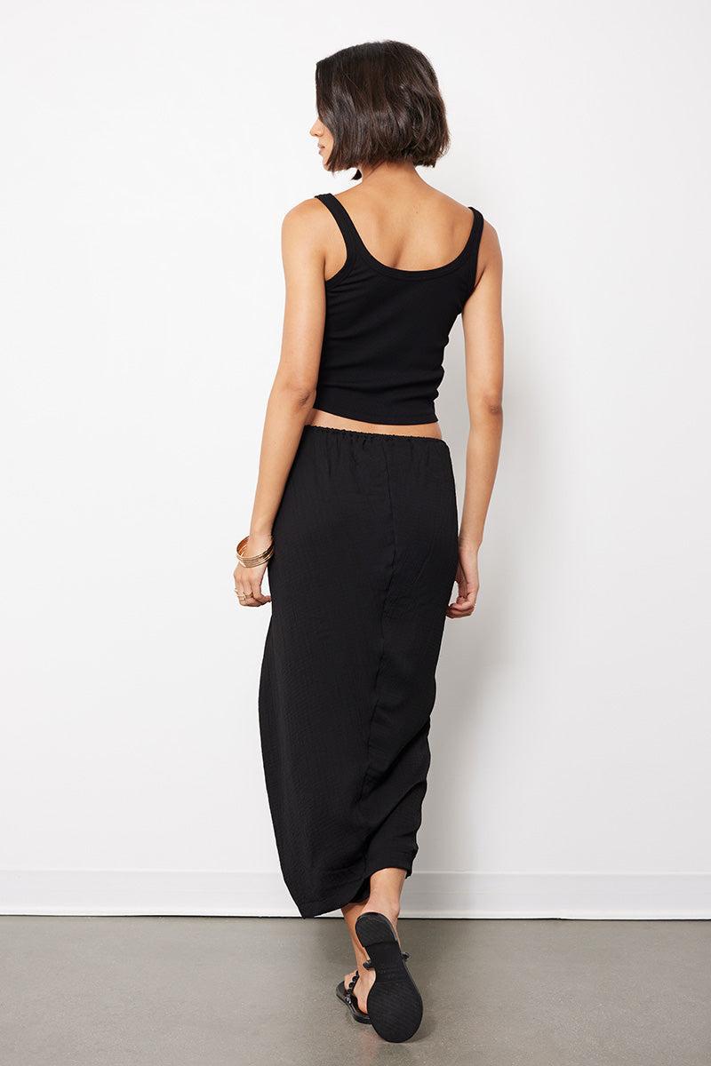 Bobi Faux Sarong Skirt - Black-Hand In Pocket