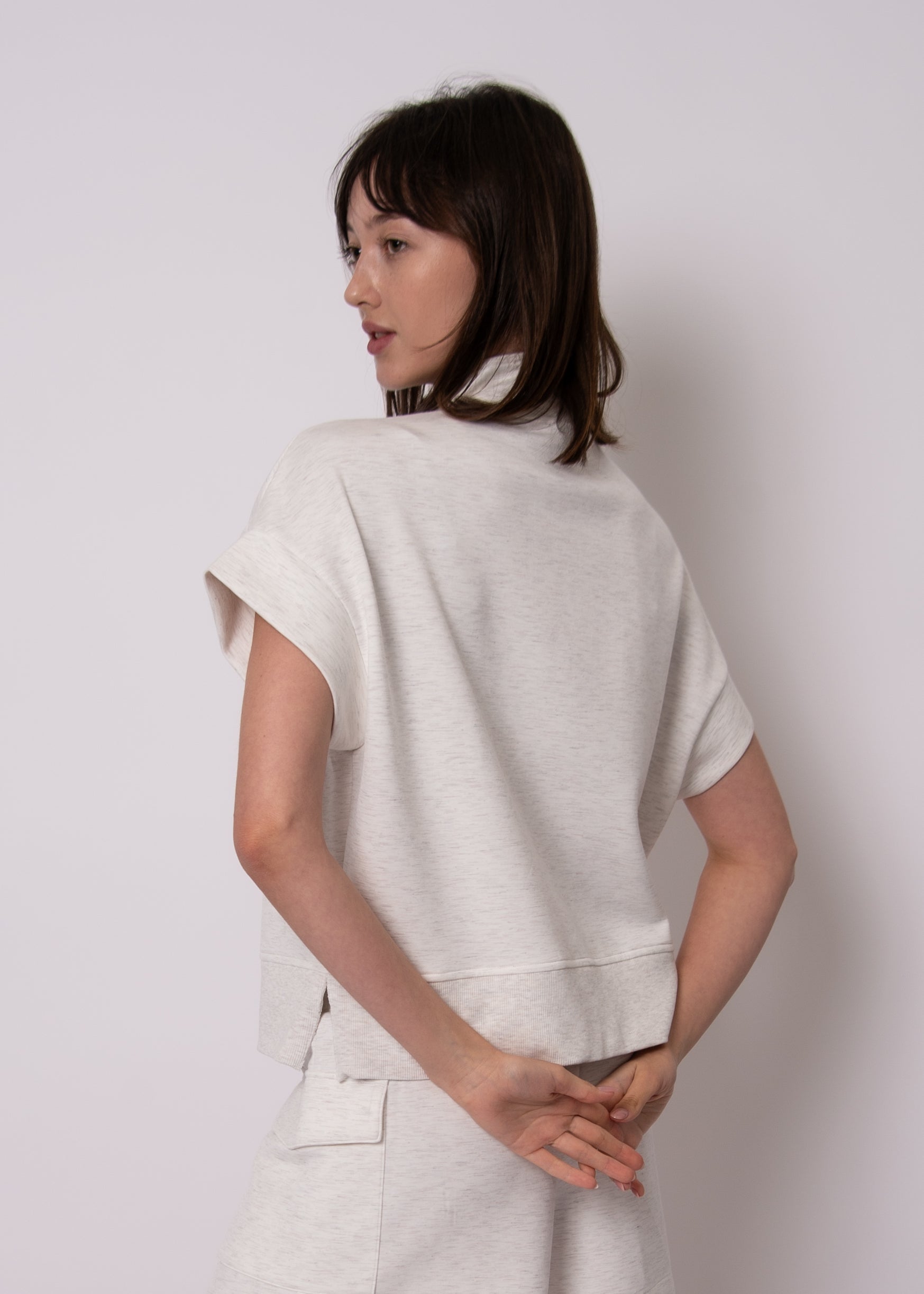 RD Style Dua Knit Half Zip- Ivory-Hand In Pocket