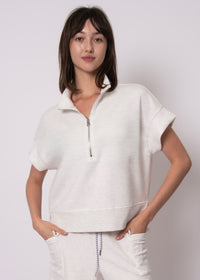 RD Style Dua Knit Half Zip- Ivory-Hand In Pocket
