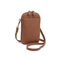 Karen Cell Phone Crossbody: Tan-Hand In Pocket