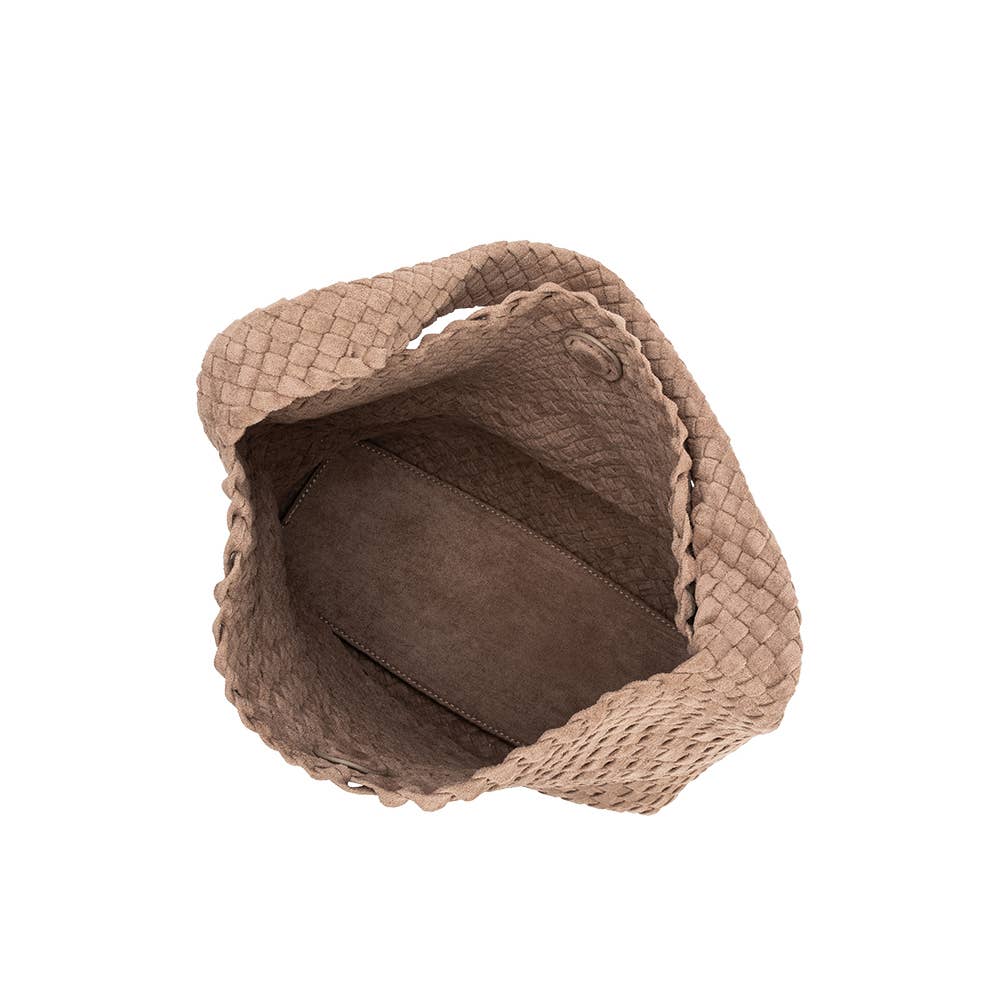 Johanna Clay Suede Vegan Leather Shoulder Bag-Hand In Pocket