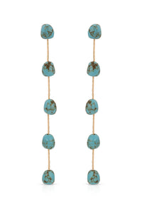 Dripping Turquoise Delicate Drop Earrings: Turquoise with 18k Gold Plating / One Size-Hand In Pocket
