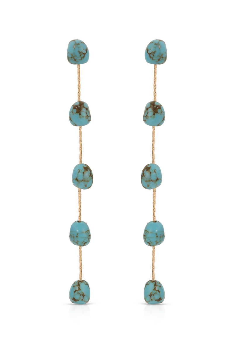 Dripping Turquoise Delicate Drop Earrings: Turquoise with 18k Gold Plating / One Size-Hand In Pocket