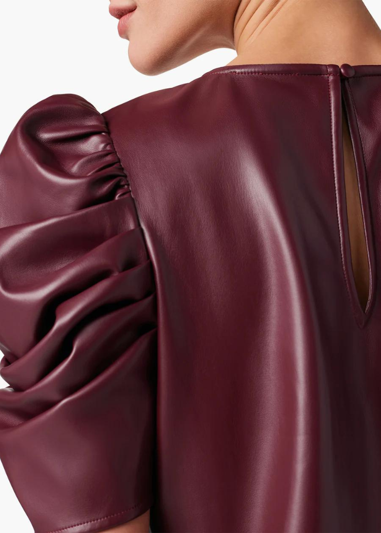 Joe's Jeans The Kira Vegan Leather Puff Sleeve Top-Hand In Pocket