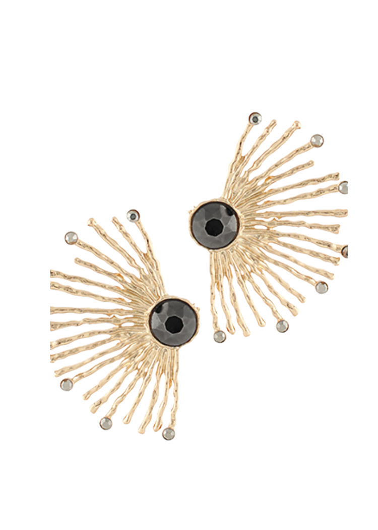 Quinn Sunburst Earrings - Black-Hand In Pocket