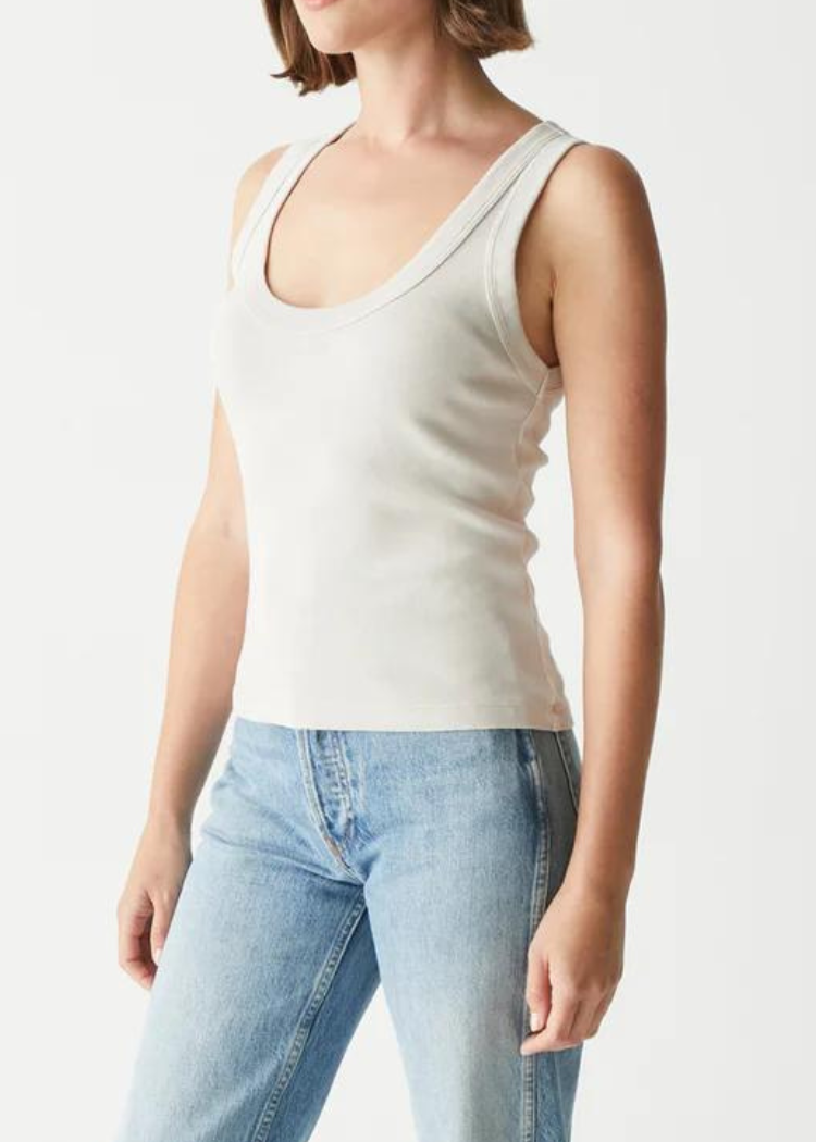 Michael Stars Elodie Crop Scoop Neck Tank-Cement-Hand In Pocket