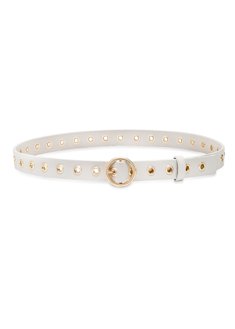 Laurel & Gold Rossmore Belt - Eggshell-Hand In Pocket