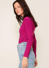 High Neck Knit Top with Side Ruched Detail- Magenta ***FINAL SALE*** |EXTRA 30% OFF|-Hand In Pocket