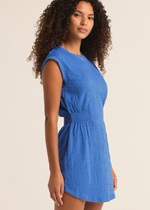 Z Supply Rowan Textured Knit Dress- Blue Wave-Hand In Pocket