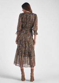 Elan Paisley Midi Dress-Hand In Pocket