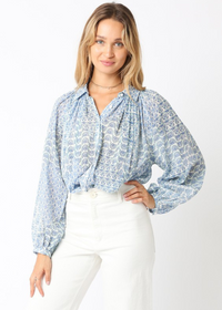 Isabelle Top- Blue/ White-Hand In Pocket
