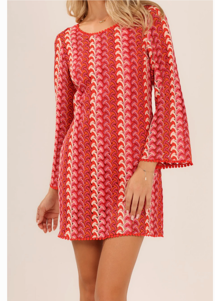 BTB Lagos Mini Dress- Red Multi-Hand In Pocket