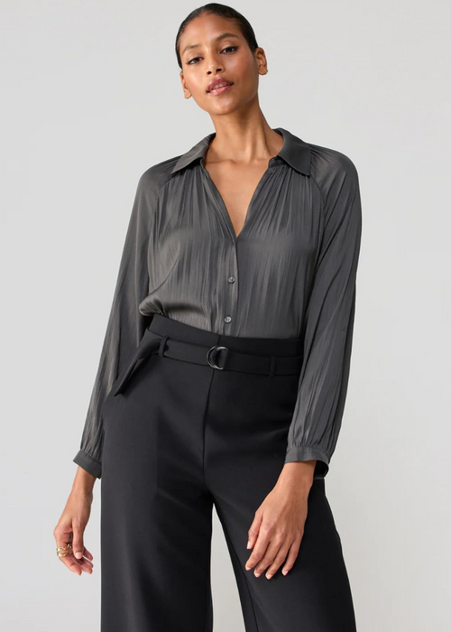 Sanctuary Casually Cute Sateen Blouse - Mineral ***FINAL SALE***-Hand In Pocket