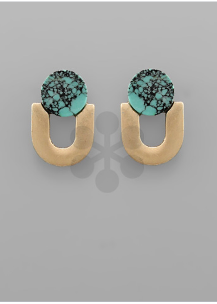 Camila Arch Earrings-Turquoise-Hand In Pocket