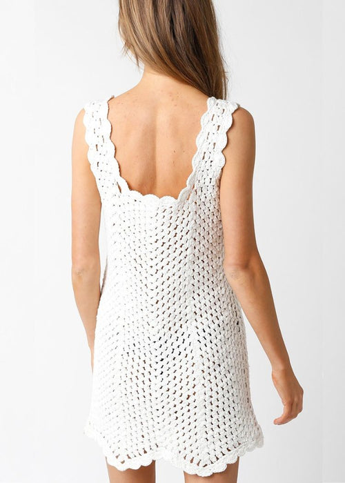 Ivy Crochet Mini Dress- White-Hand In Pocket