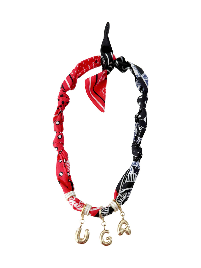 UGA Game Day Bubble Letter Scarf Necklace -Hand In Pocket