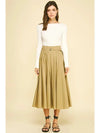 Monaco Khaki Skirt- Khaki-Hand In Pocket