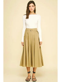 Monaco Khaki Skirt- Khaki-Hand In Pocket