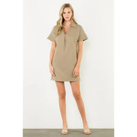 THML Eliza V Neck Dress - Vine-Hand In Pocket