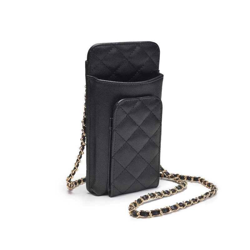 Brianna Cell Phone Crossbody: Black-Hand In Pocket
