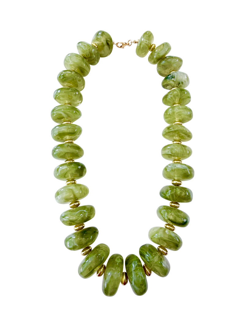 Randi Chunky Beaded Necklace- Chartreuse-Hand In Pocket