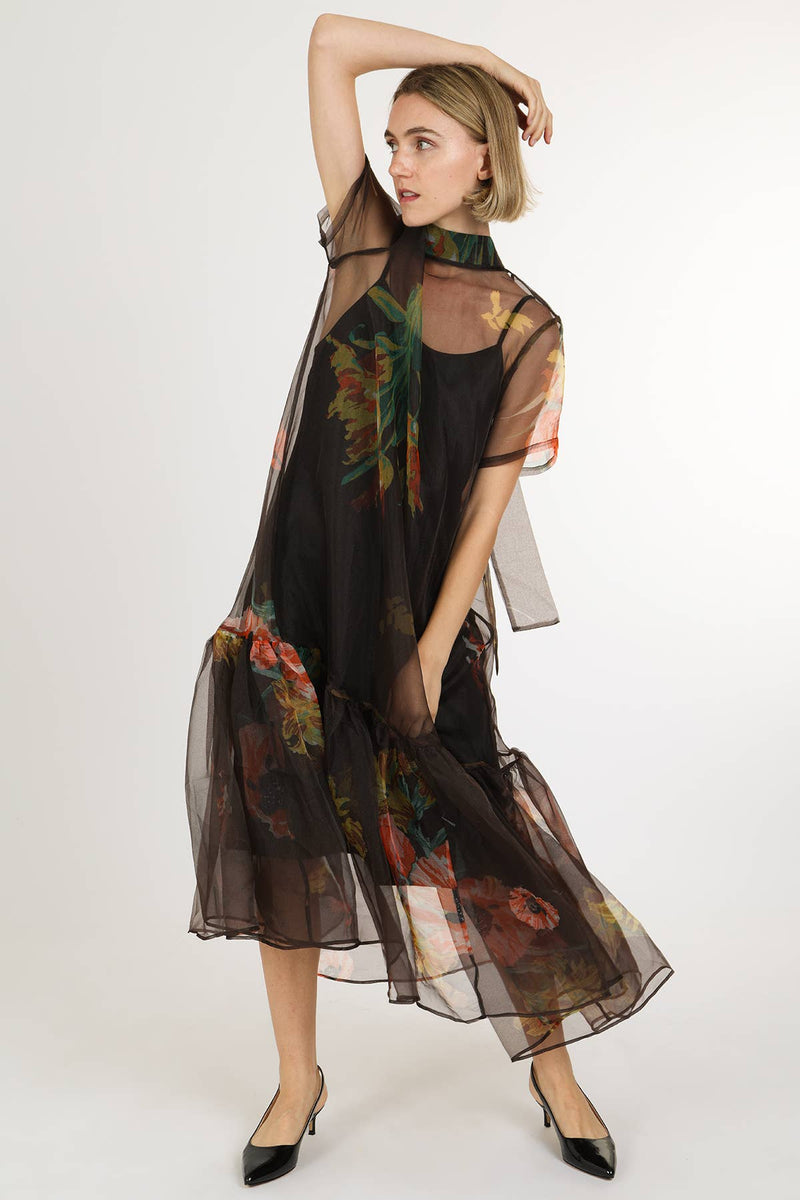Caroleena Dress- Coffee blooms-Hand In Pocket