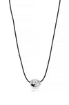 Polished Pebble Leather Pendant Necklace: Rhodium Plated / One Size-Hand In Pocket