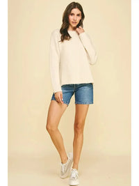 Moment Crewneck Sweater- Ivory-Hand In Pocket