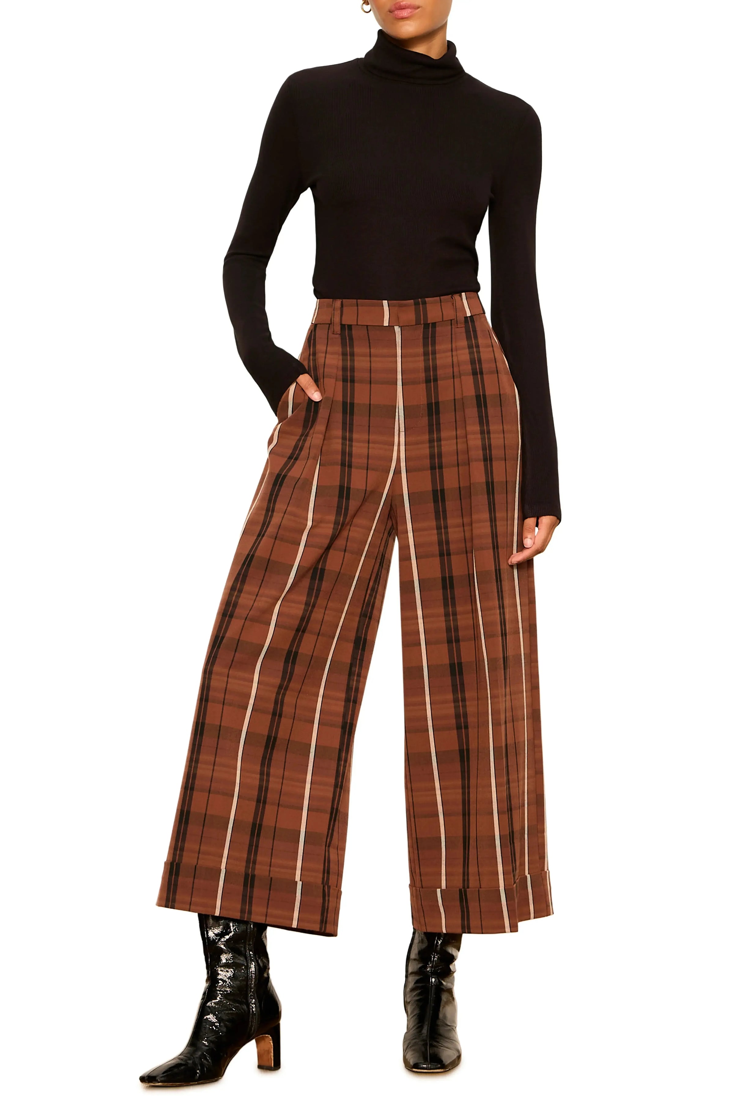 Sanctuary Terrace Pant - Elder Plaid-Hand In Pocket