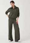 Spanx Air Essentials Zip Up Top- Dark Palm-Hand In Pocket
