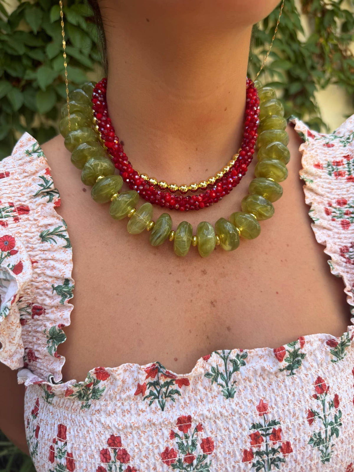 Randi Chunky Beaded Necklace- Chartreuse-Hand In Pocket