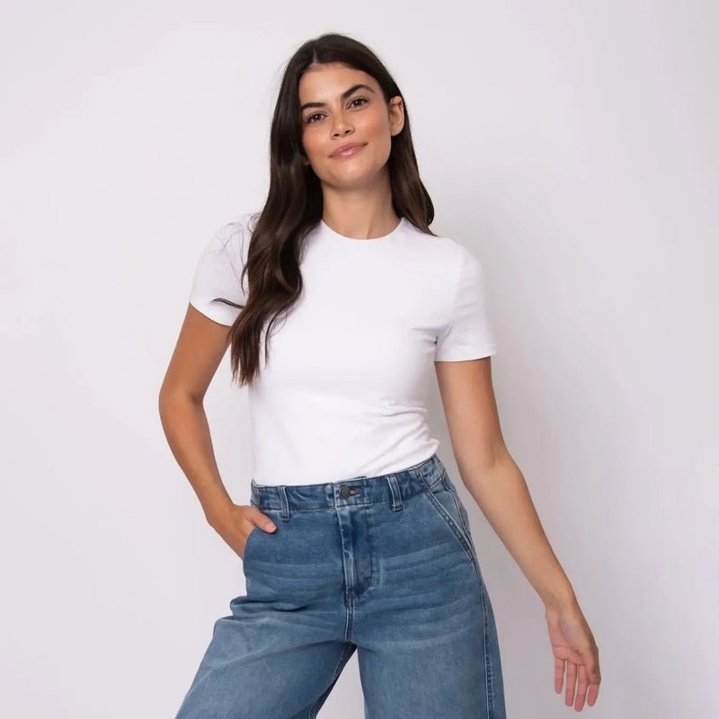 RD Style Roxi SS Tee - White-Hand In Pocket