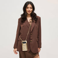 Brianna Cell Phone Crossbody - Polished Light Gold-Hand In Pocket