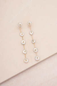 Falling Pearl and Crystal Dotted Earrings-Hand In Pocket