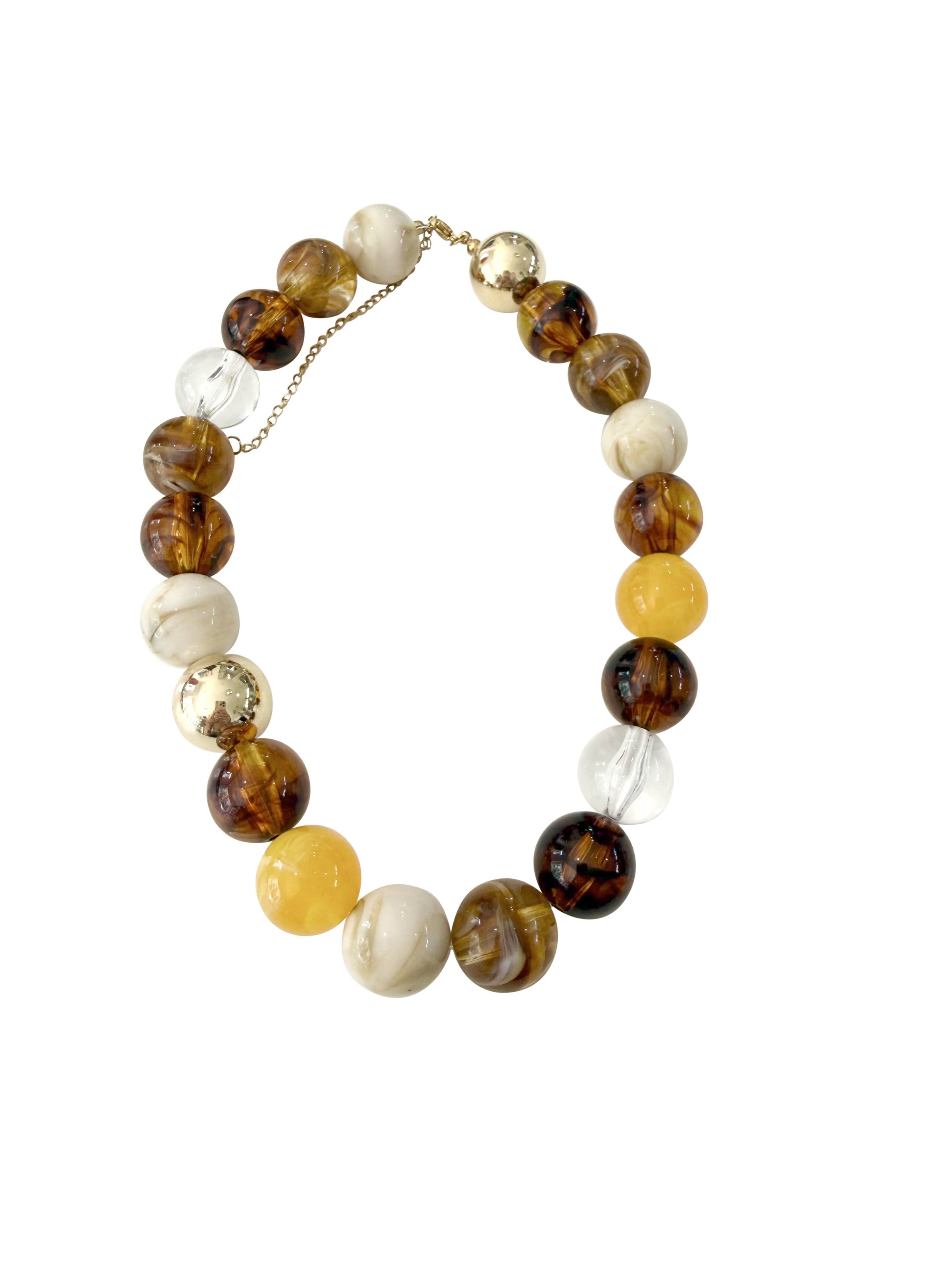 Dora Chunky Beaded Necklace - Brown Mix-Hand In Pocket