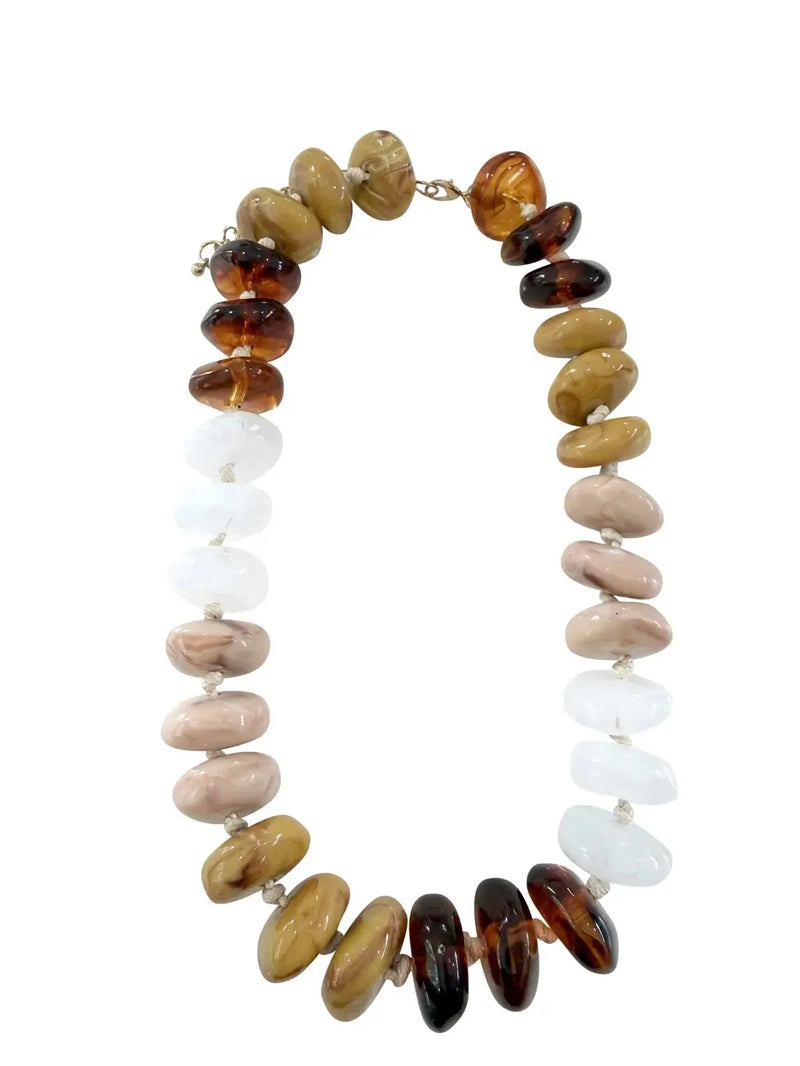 Delray Chunky Beaded Necklace - Tan Tort-Hand In Pocket