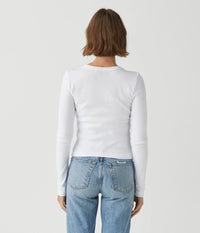 Michael Stars Orion Crop Tee - White-Hand In Pocket