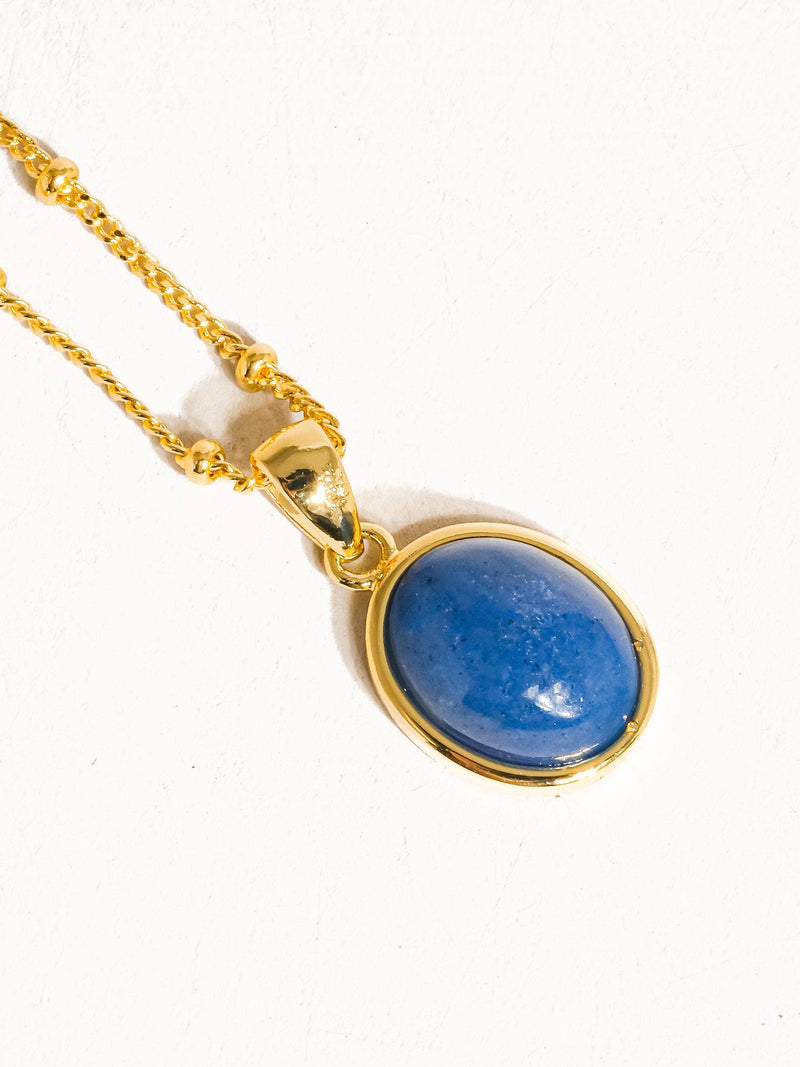 Caillou Natural Stone Necklace - Blue Chalcedony-Hand In Pocket