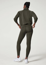 Spanx Air Essentials Zip Up Top- Dark Palm-Hand In Pocket