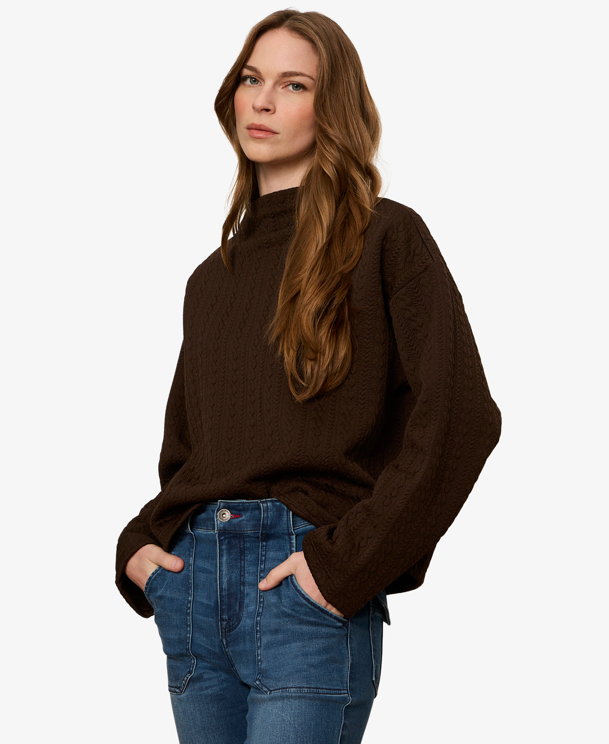 Sanctuary Sadie Quilted Top - Espresso Martini-Hand In Pocket