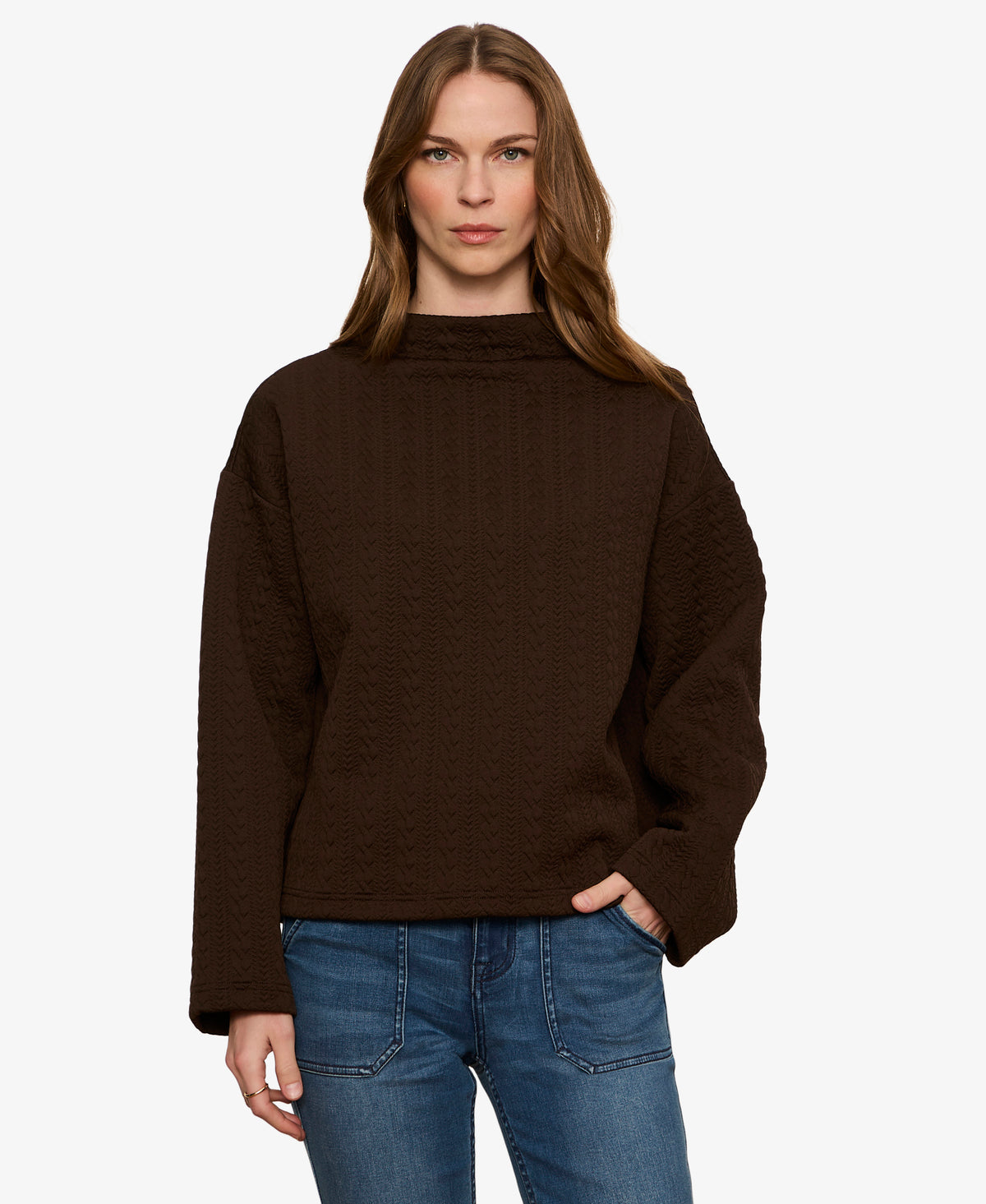 Sanctuary Sadie Quilted Top - Espresso Martini-Hand In Pocket