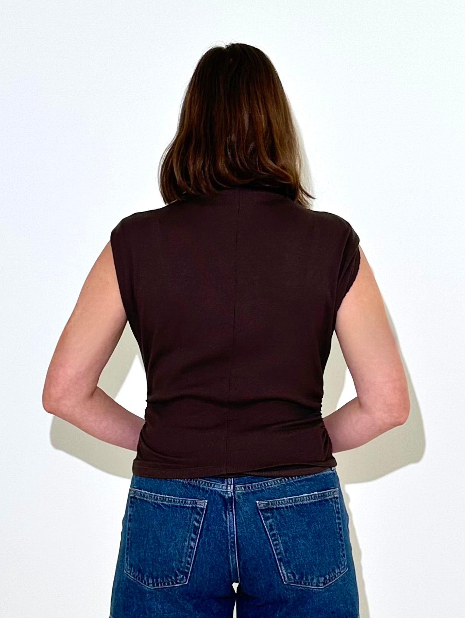 Michael Stars Amara Mock Neck Top - Molasses-Hand In Pocket