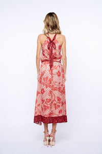 Ciebon Betty Scarf Print Halter Dress - Red-Hand In Pocket