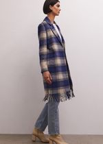 Z Supply Ynez Fringed Plaid Coat-Hand In Pocket