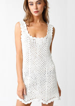 Ivy Crochet Mini Dress- White-Hand In Pocket