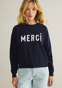 Z Supply First Date Sweatshirt- Eclipse-Hand In Pocket